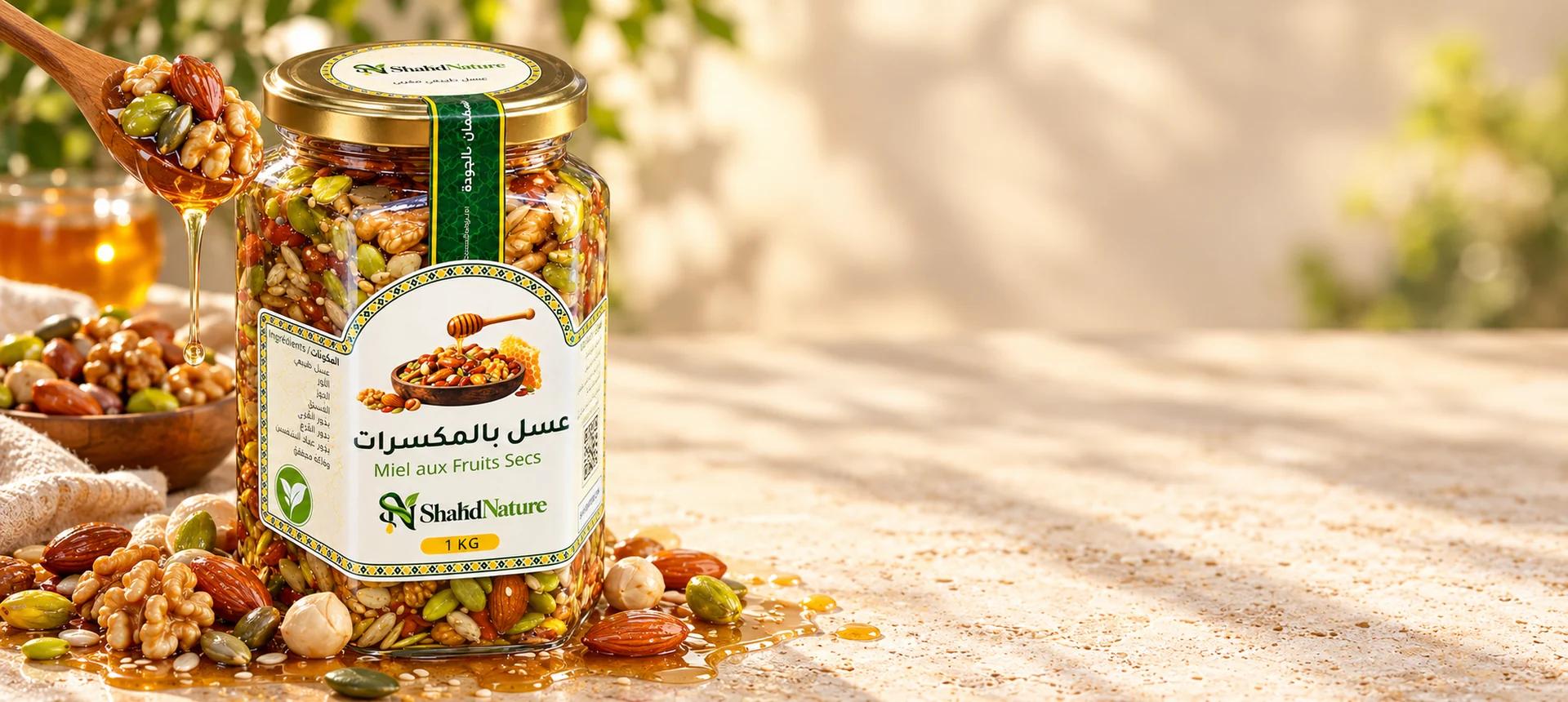 عسل بالمكسرات من شهد نيتشر مع اللوز والجوز والبندق