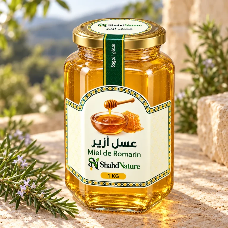 عسل أزير (إكليل الجبل) - 1 كغ — صورة جانبية للبرطمان