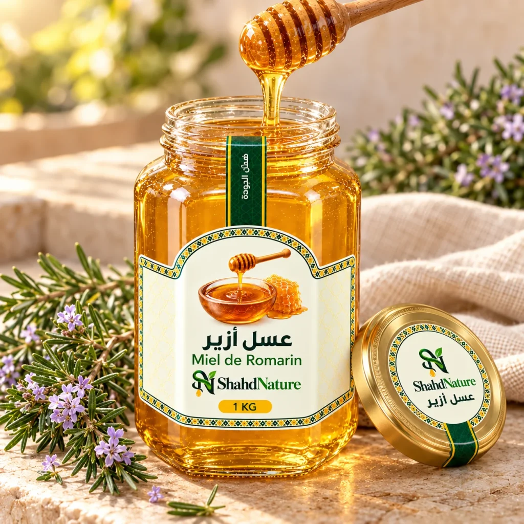 عسل أزير (إكليل الجبل) - 1 كغ — برطمان مفتوح وقوام المنتج