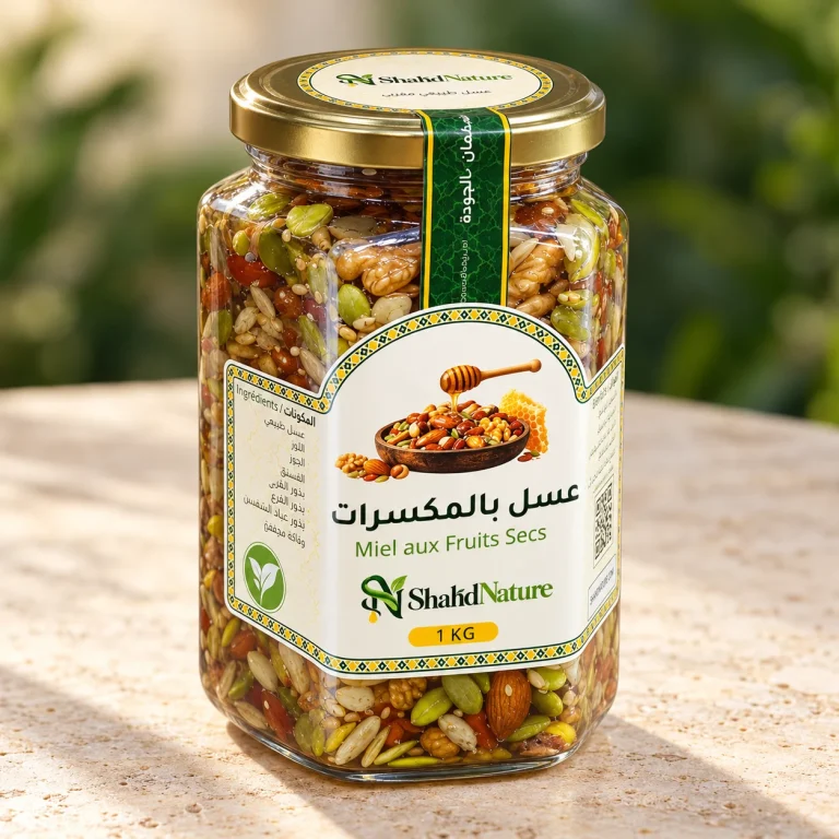 عسل بالمكسرات - 1 كغ — صورة جانبية للبرطمان