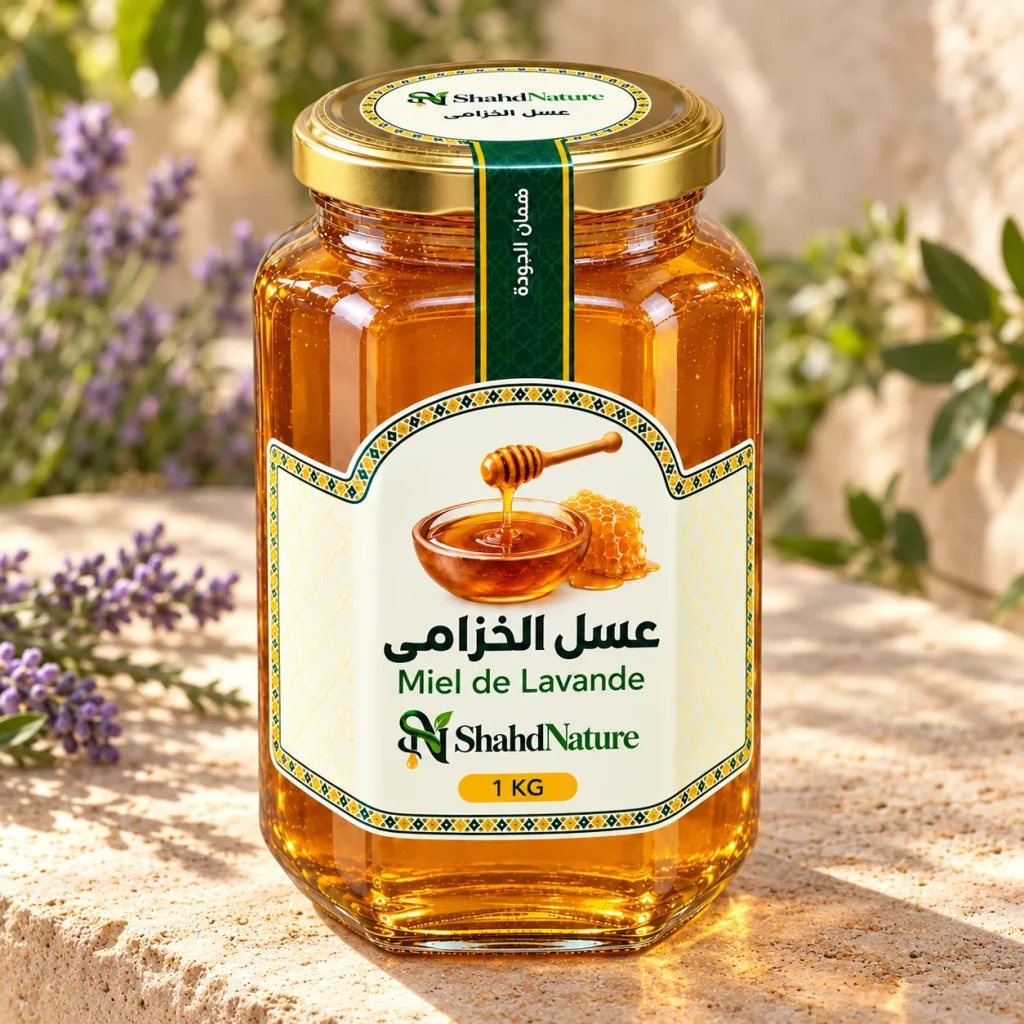 عسل الخزامى - 1 كغ — صورة جانبية للبرطمان