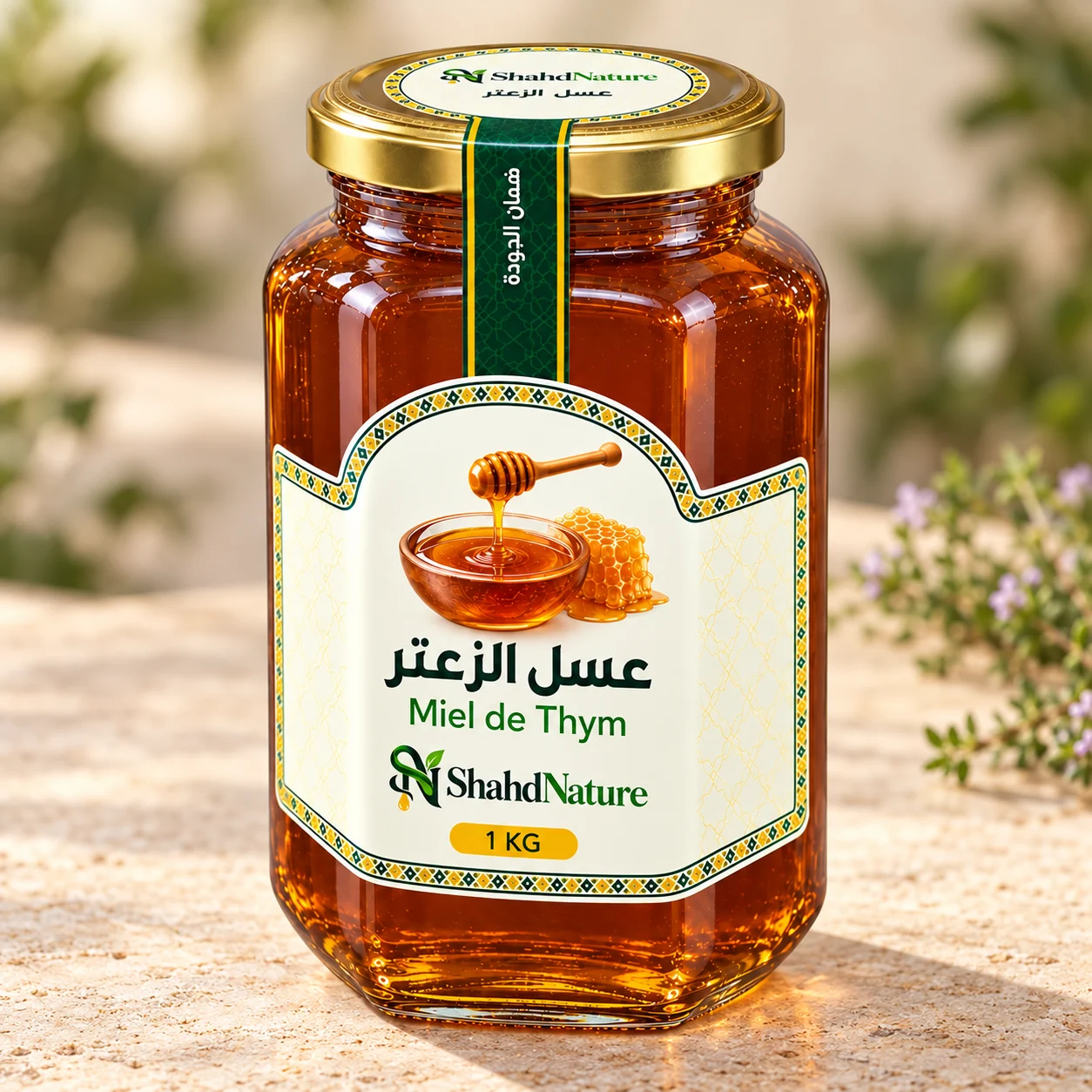 عسل الزعتر - 1 كغ — صورة جانبية للبرطمان