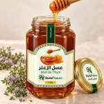 عسل الزعتر - 1 كغ — برطمان مفتوح وقوام المنتج